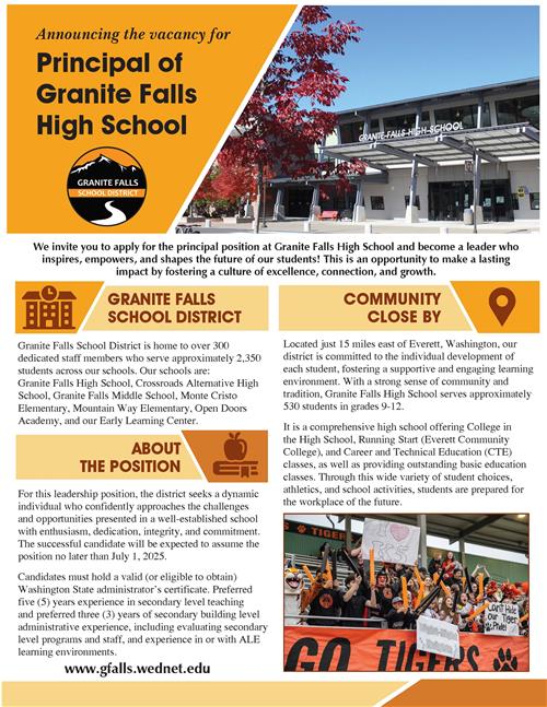  Granite Falls High School Principal Vacancy 